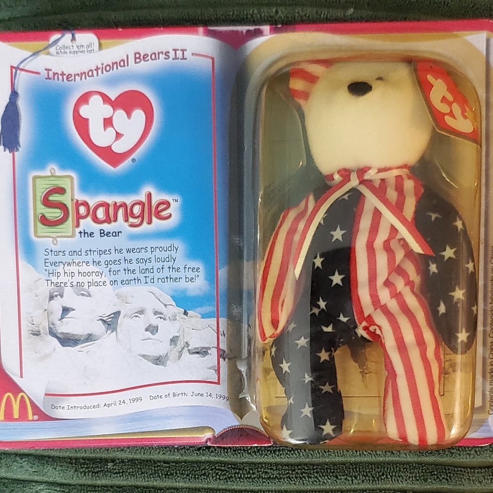 RARE vintage Ty Spangle the Bear - Red, White, and Blue Plush Toy